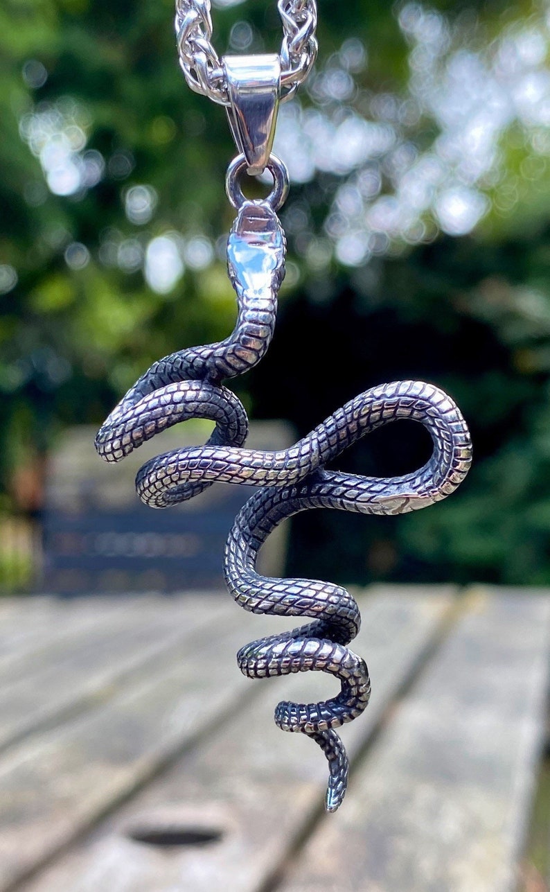 3 Dimensional Stainless Steel Snake Pendant Necklace image 4