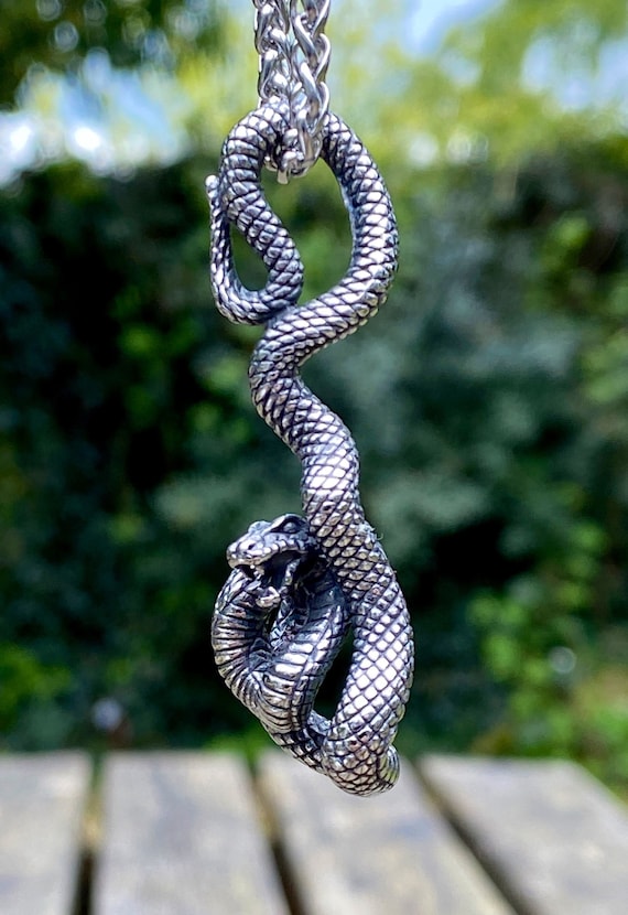 3 Dimensional Stainless Steel Snake Pendant Necklace 