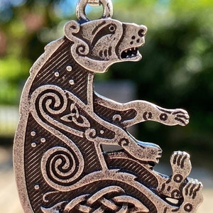 Double Sided Celtic Bear Pendant Necklace
