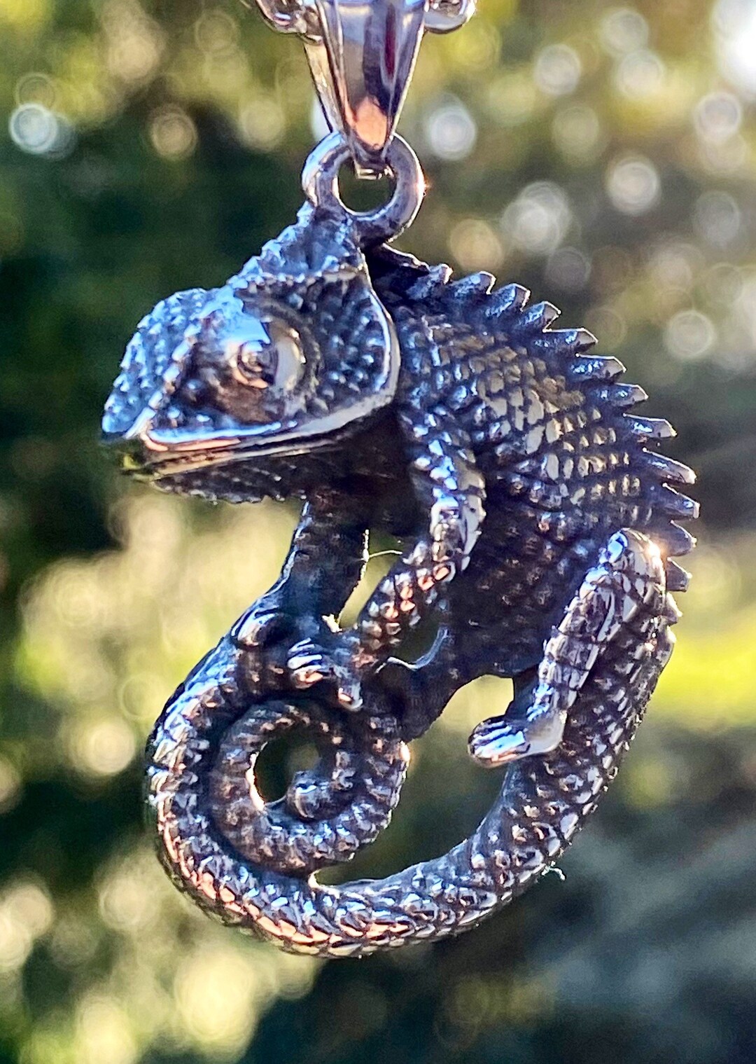 Stunning Stainless Steel Lizard Pendant Necklace Etsy UK