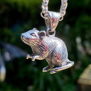 3 Dimensional Stainless Steel Rat Pendant Necklace