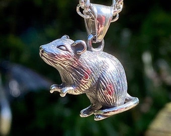 3 Dimensional Stainless Steel Rat Pendant Necklace
