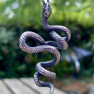 3 Dimensional Stainless Steel Snake Pendant Necklace image 2