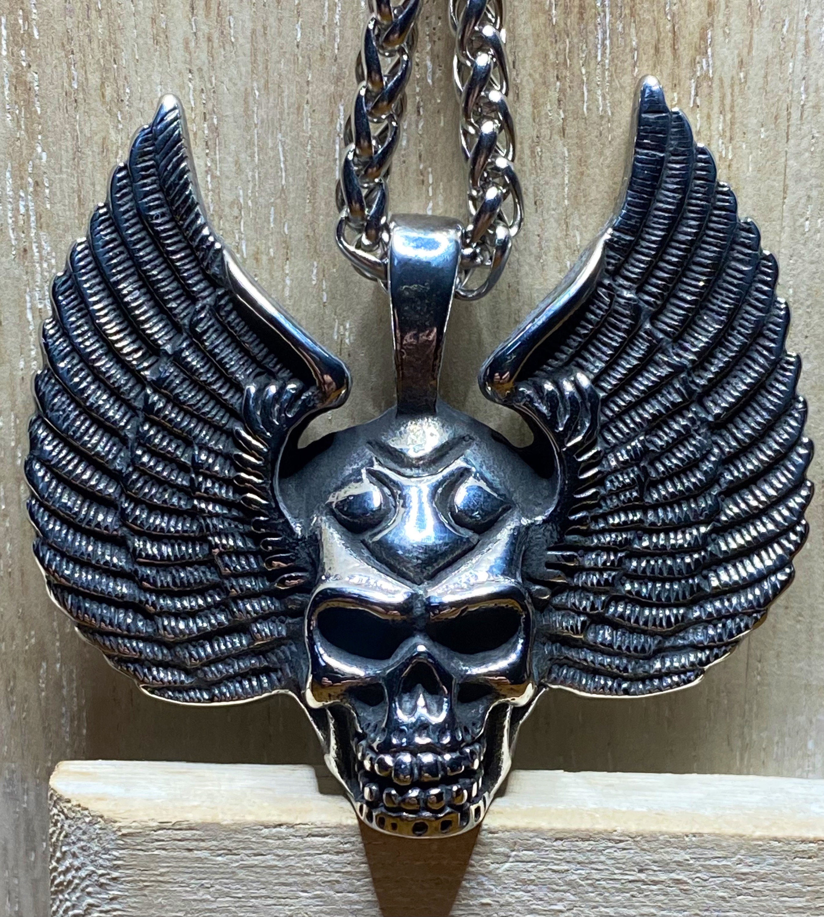 Silver Plate Viking Odal Protection Hells Angels Biker Pendant Necklace Harley 
