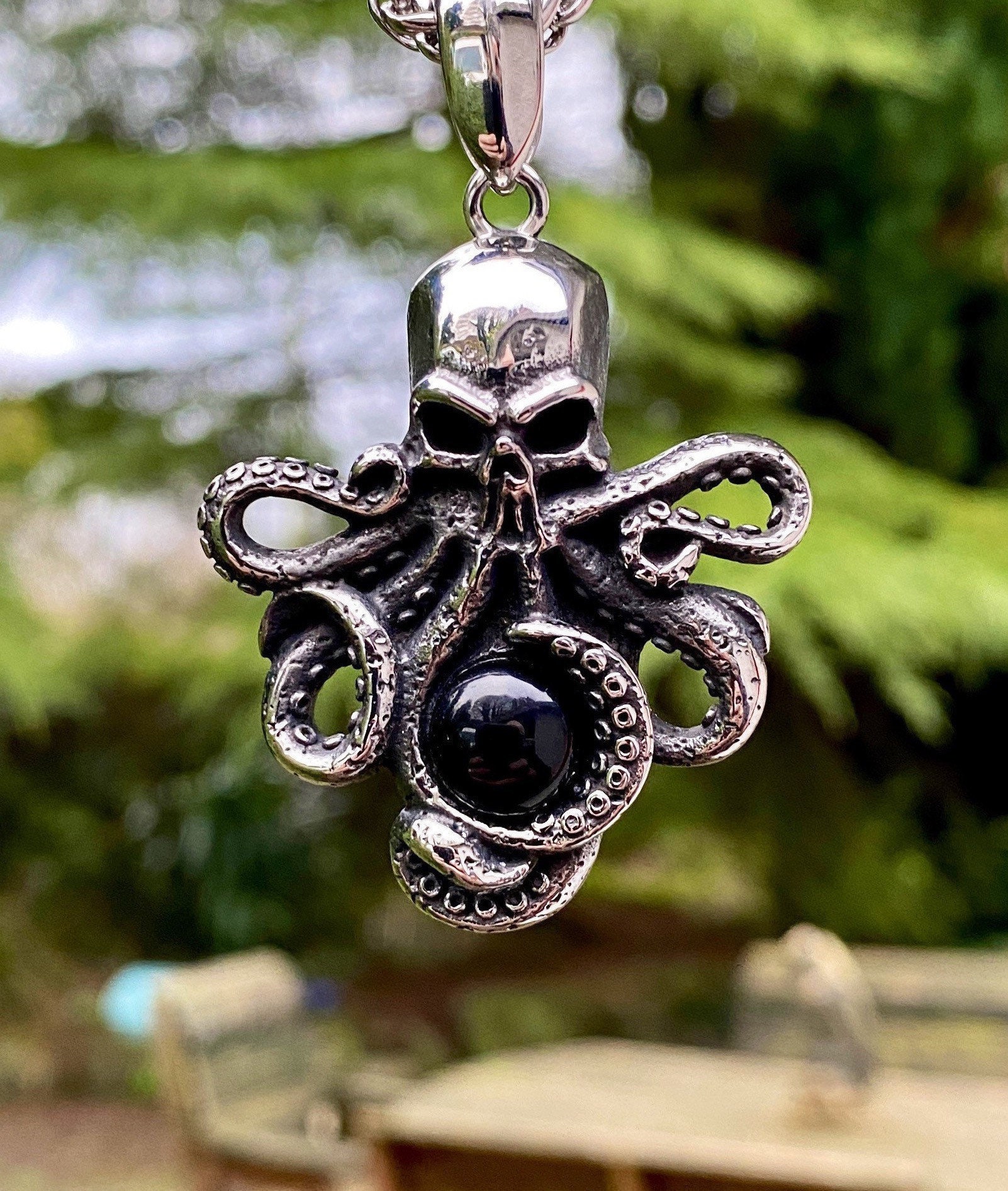 Steel Skull Octopus Pendant Necklace Etsy Denmark
