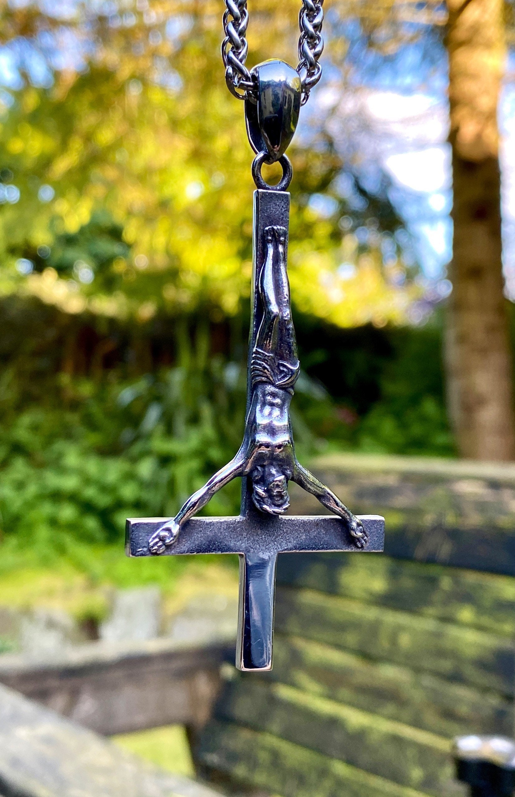 PROSTEEL Black Inverted Cross Necklace,Upside Down Cross,Goth Statement  Jewelry,Satanic,Occult,Devil,Stainless Steel Pendant & Chain | Amazon.com