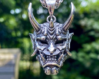 Stainless Steel Hannya Mask Pendant Necklace