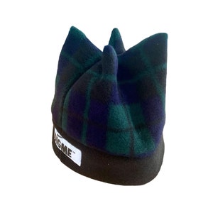 Retro plaid four peck polar fleece hat