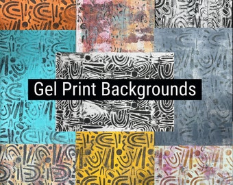 Gel-Prints, Gel-Print-Hintergründe, Art Journal Hintergründe, Collage-Papiere, Hintergrundpapiere, Journal Seiten