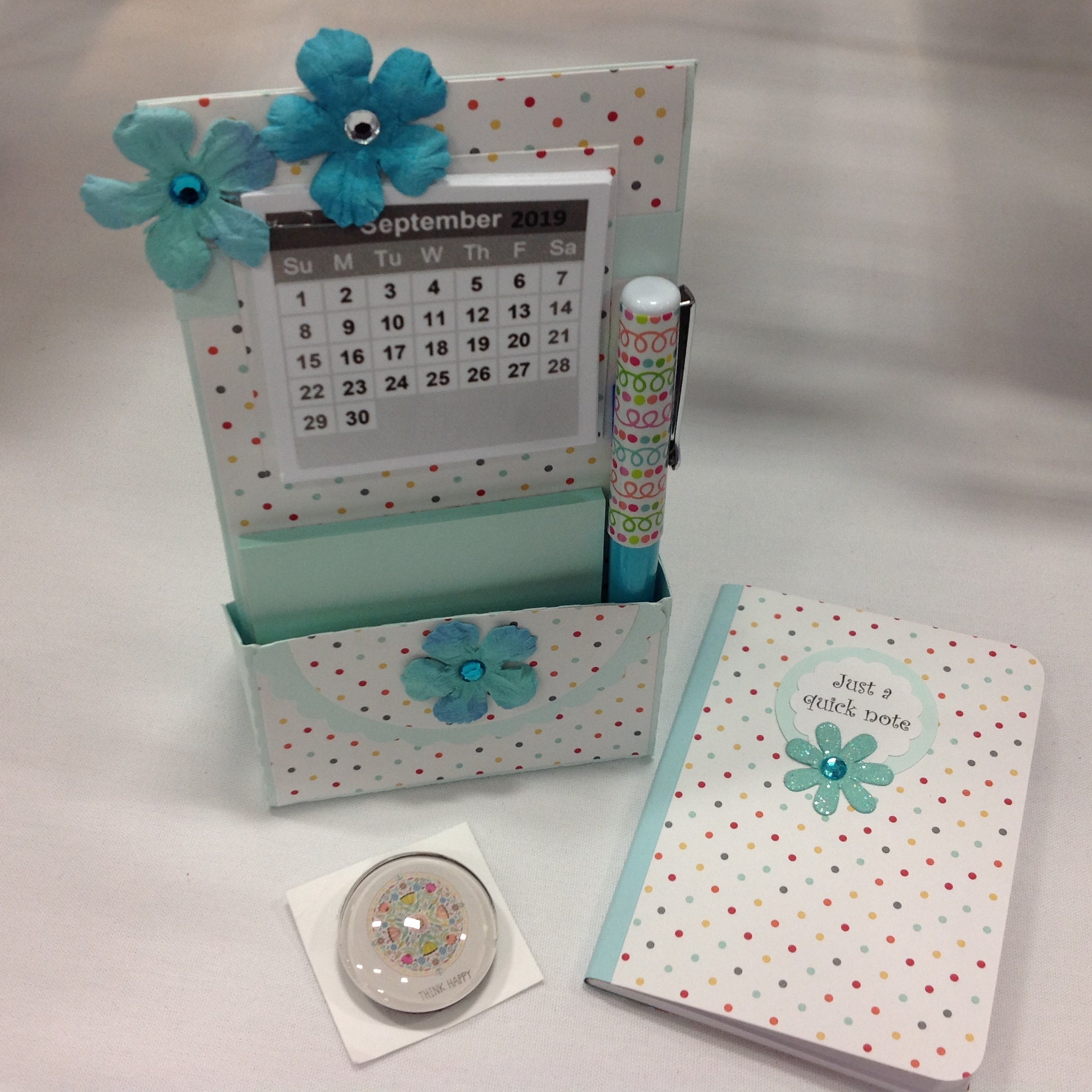Desk Set Notebook Calendar Pen Sticky Notes Gift Etsy