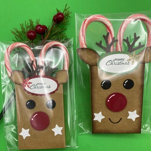 2 Reindeer Boxes with Candy Canes, Stocking Stuffer, Christmas, School