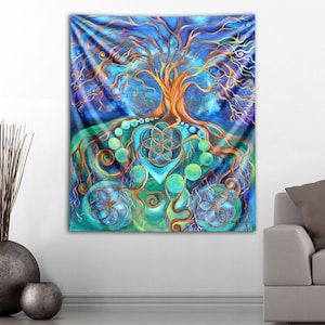 Tree of Life Tapestry, Wall Hanging, Tapestry, Seed of Life Wall Hanging