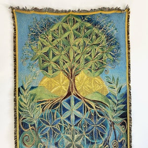Tree of Life Blanket, Tree of Life Decor, Sacred Geometry throw blanket, Seed of life throw