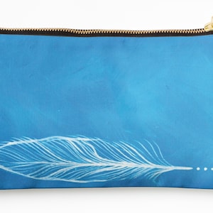 Accessary bag, Feather Studio Pouch, Feather Purse, Feather Pencil Case, Feather Make-up Bag, Feather Jewelry Bag, Feather Cosmetics Bag