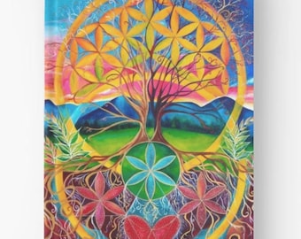 Tree of Life Art Journal – heilige geometrie, levensbloem, op de natuur geïnspireerd spiritueel schetsboek