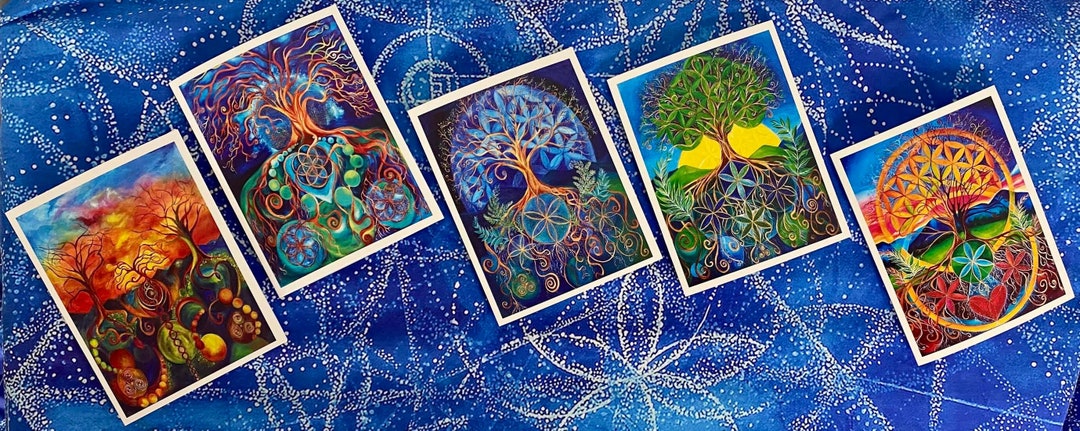 Sacred Geometry Tree of Life Greeting Card Set - Etsy