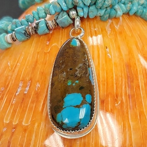 Number 8 Turquoise Pendant Necklace Set: Sterling Silver, Handmade Jewelry