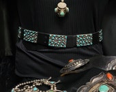 Native American Belt, Vintage Turquoise Concho Belt, Navajo Made Silver Belt, Old Pawn Sterling Silver