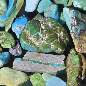 Bag of Small Raw Turquoise – Natural Gemstone Chunks for Jewelry & Crafts, turquoise nuggets from Cripple Creek turquoise mine, Colorado
