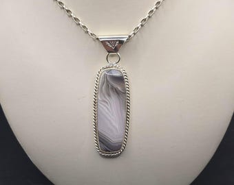 Laguna Agate Pendant in sterling silver, western jewelry