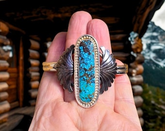 Turquoise Sterling Silver Cuff Bracelet | Black Web Kingman Turquoise