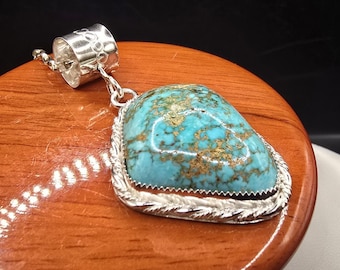 Large Turquoise Pendant – Natural Cripple Creek turquoise in Sterling Silver