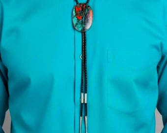 Sterling Silver Bolo tie Sonoran Sunrise– Large Statement Western Necktie with Matching Tips