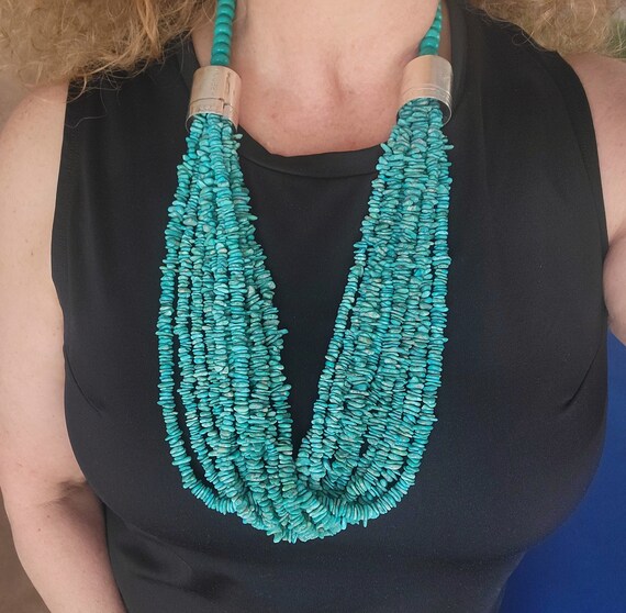 332 Grams Vintage Native American Navajo Royston Turquoise & Heishi Necklace 332 Grams Vintage Native American Navajo Royston Turquoise & Heishi Necklace