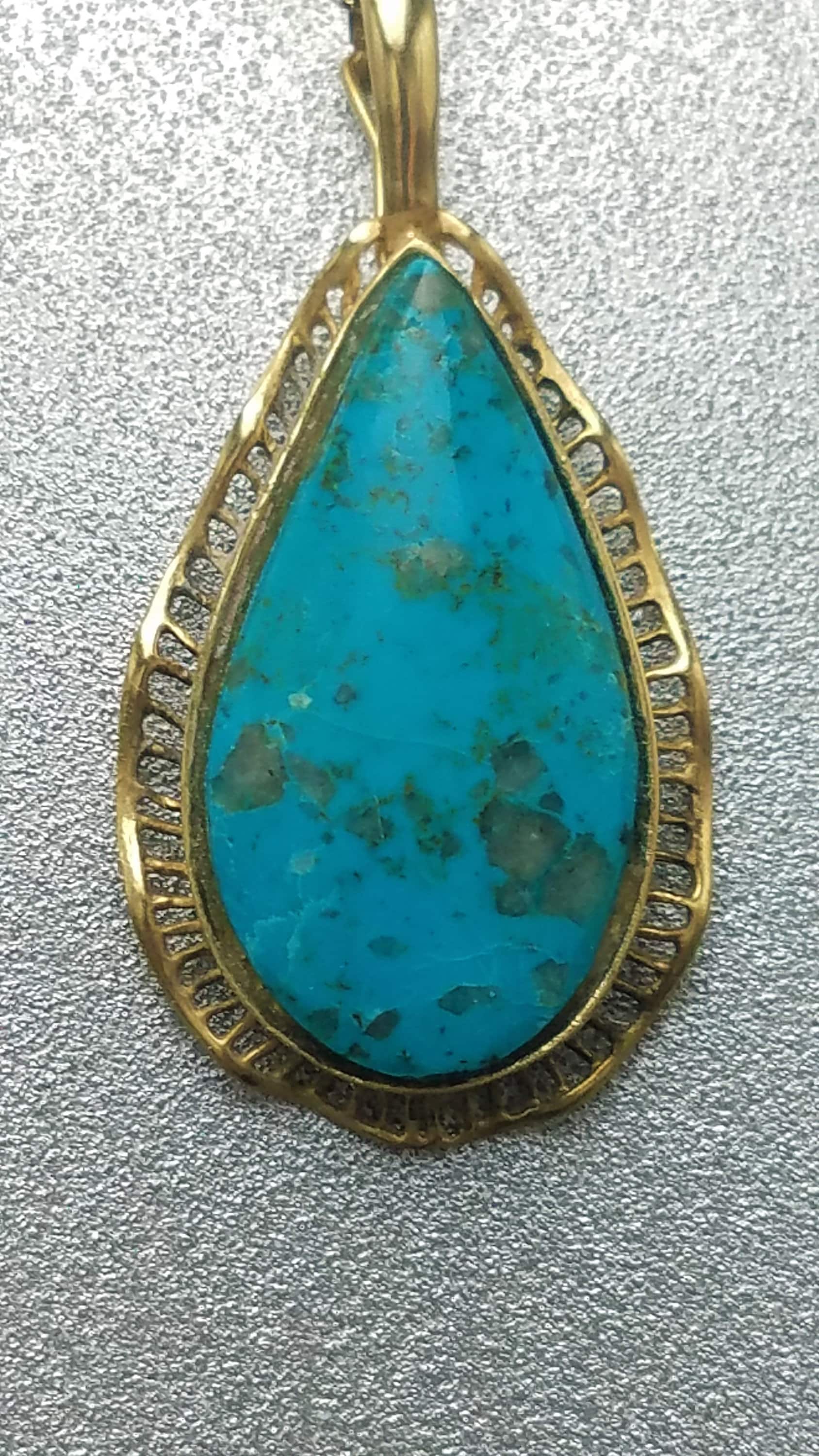 Bisbee Turquoise 14K Gold Necklace, Statement Jewelry for Special