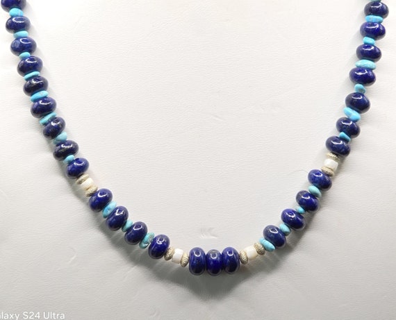 Cute And Incredible Old Zuni Denim Lapis Native American Jewelry Silver Necklace Set Cute And Incredible Old Zuni Denim Lapis Native American Jewelry Silver Necklace Set