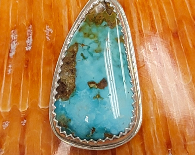 Turquoise southwest pendant, Old Stock Blue Gem Turquoise, Handcrafted Sterling jewelry, Native American owned.