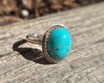 Carico Lake Turquoise Sterling Silver Ring - Elevate your style with this light blue gemstone from Nevada!