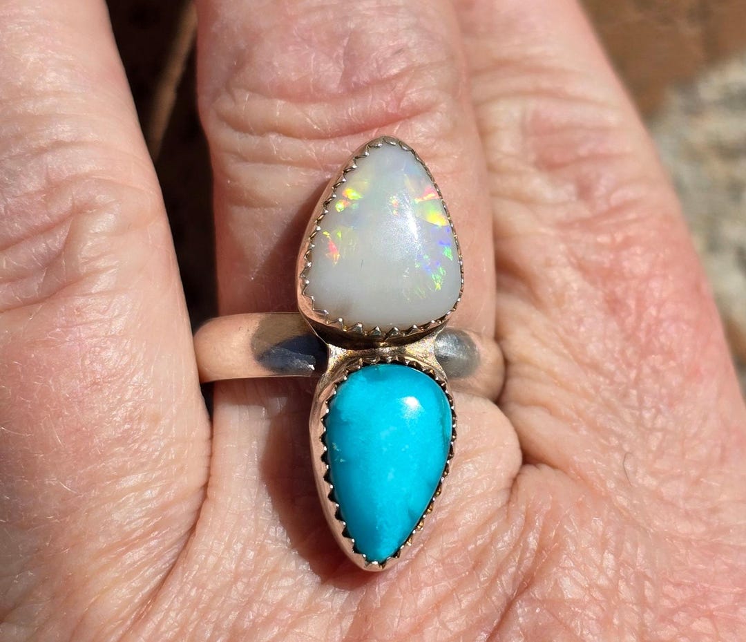 Size 11 - Lightning Ridge Opal Ring: Sleeping Beauty Turquoise ...