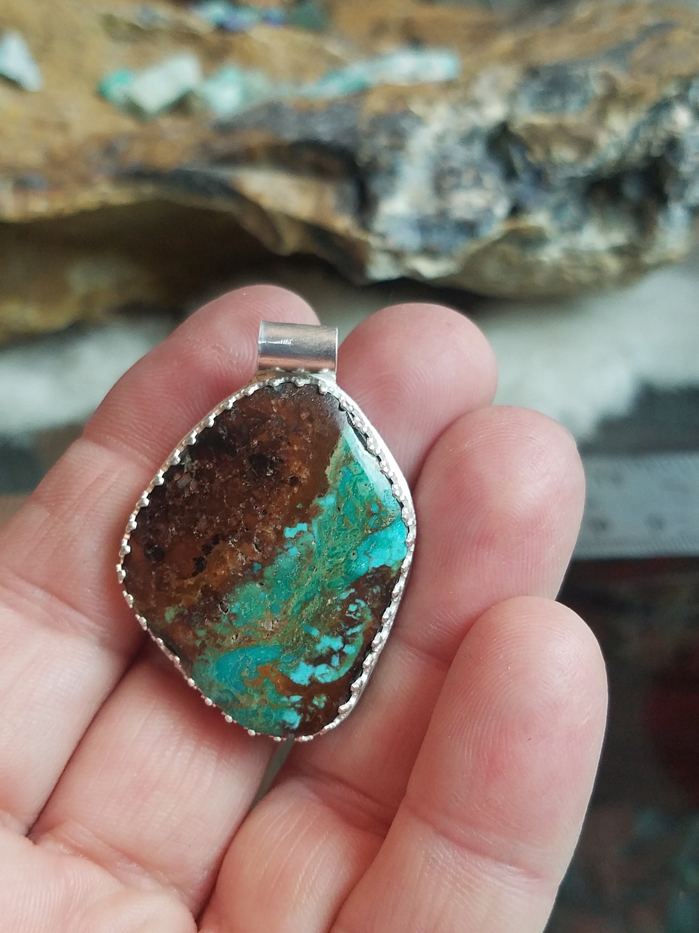 Royston Turquoise Pendant Royston Turquoise Cabochon Set In Sterling