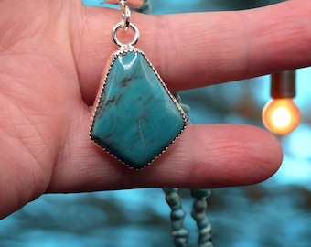 Turquoise Pendant Necklace • Sterling Silver Western Jewelry