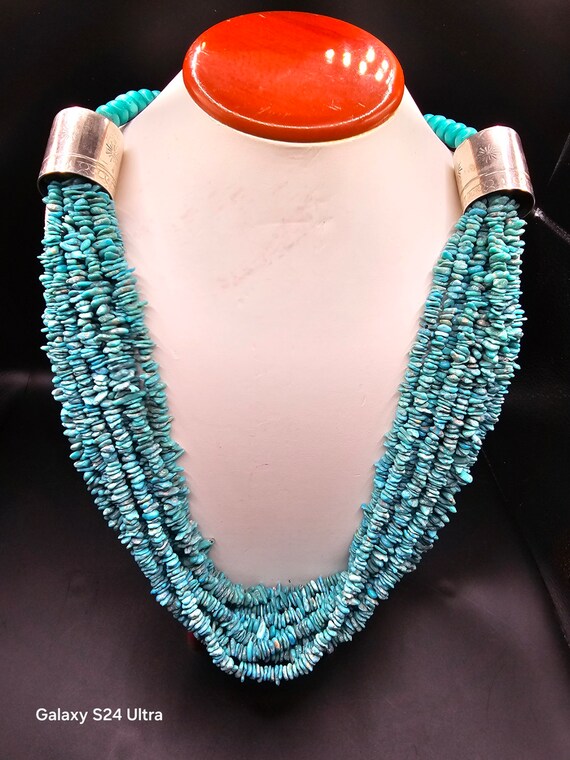 332 Grams Vintage Native American Navajo Royston Turquoise & Heishi Necklace 332 Grams Vintage Native American Navajo Royston Turquoise & Heishi Necklace