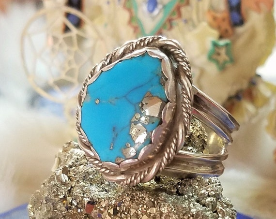 Morenci Turquoise & Sterling Silver Ring Size 8.5