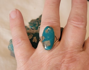 Size 6 - 14K Gold turquoise ring, jewelry for woman
