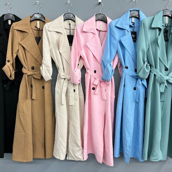 Damen Frau Mädchen lange Trench Mac Mantel Jacken 6 Farben