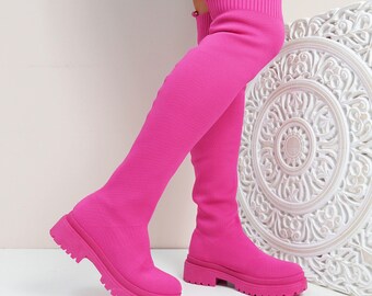 Fuchsia laarzen - Etsy Nederland