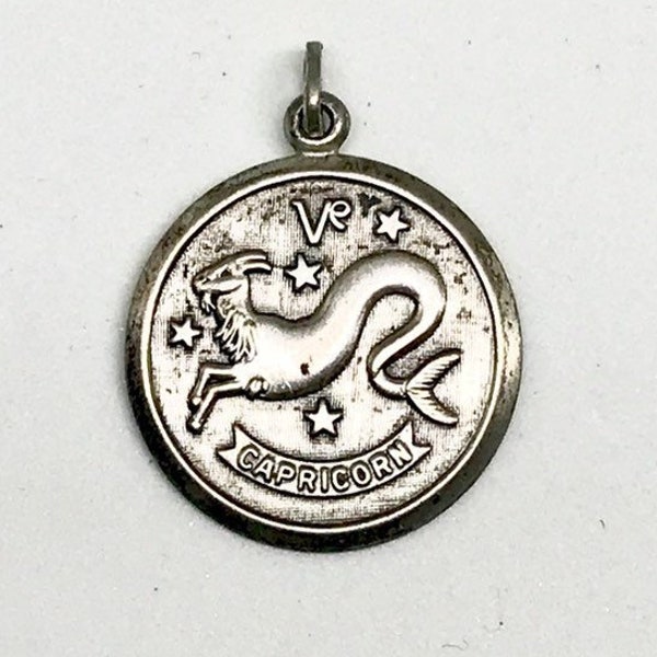 Vintage Sterling Silver Capricorn Charm Pendant