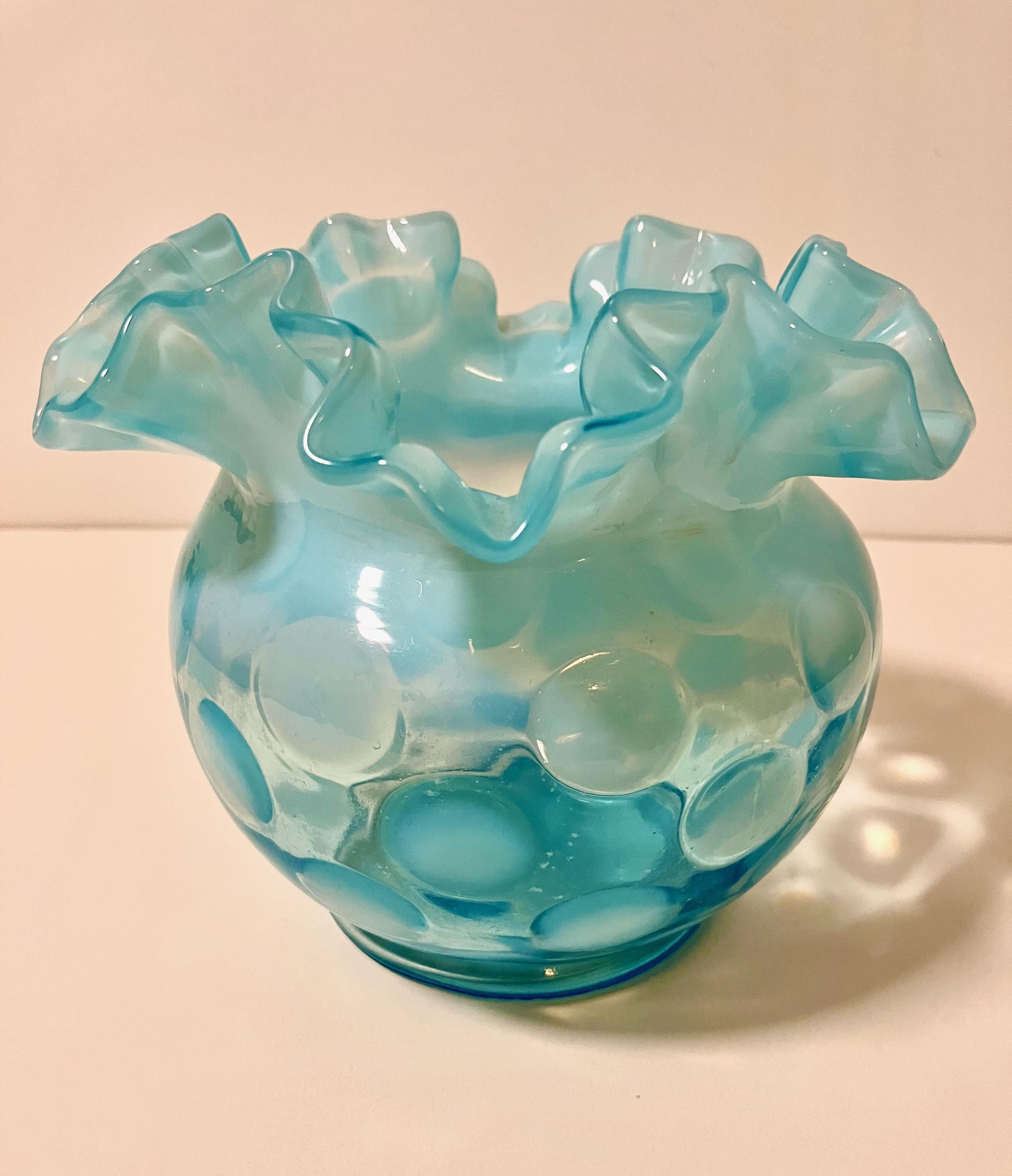 Fenton Blue Coin Dot Vase - Etsy