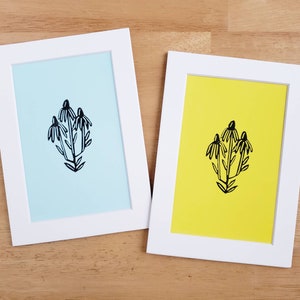 Linocut Print | Bright Daisies