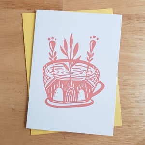 5 pc. Block Print Cards | Tea Cup Garden