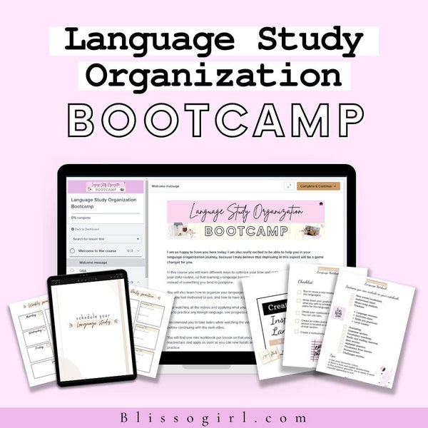 Language Study Organization Bootcamp, Language Learning, Organization Plan, Worksheets, Printables, Masterclass, Language Course, Blissogirl