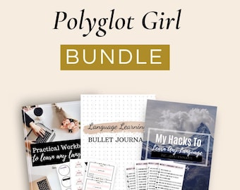 Polyglot Girl Bundle, Language Learning, Workbook, Ebook, Stickers, Checklists, Printables, Polyglots, Planner, Bullet Journal