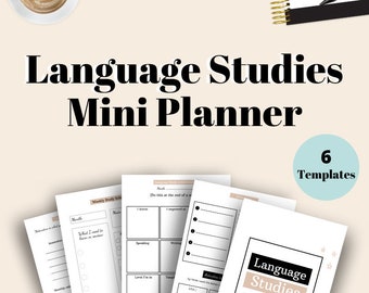 Language Study Mini Planner, Language Learning, Language Planner, Language Printable, Printable Planner, Study Planner, Organization Planner