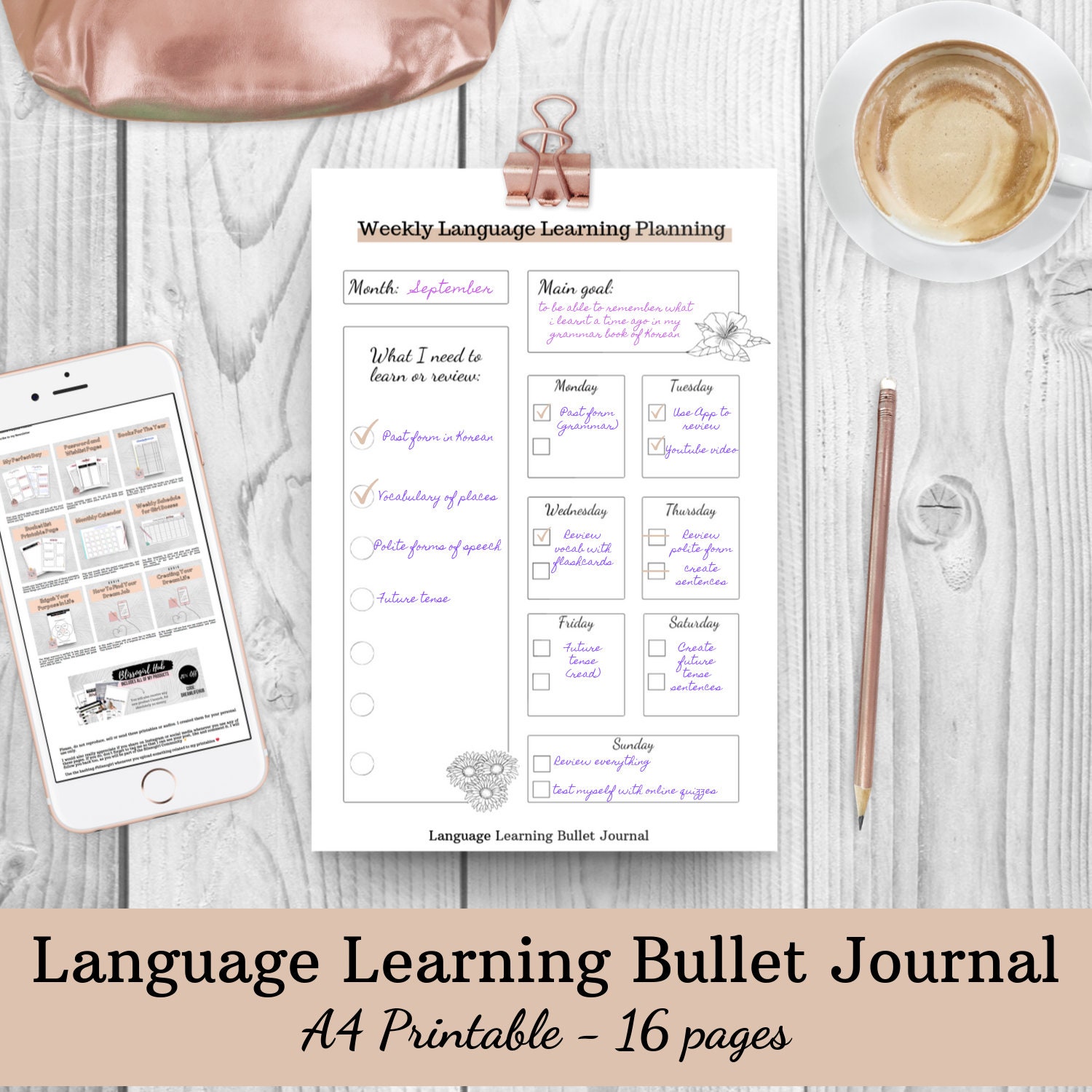 Language Learning Bullet Journal Languages Planner Languages Etsy España