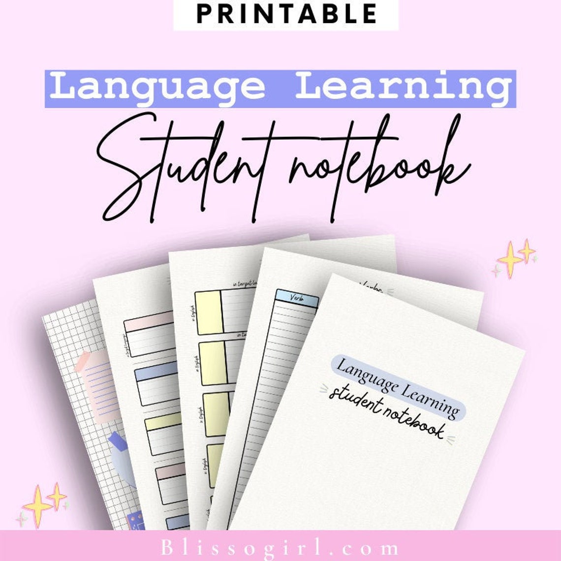 Language Learning Student Notebook to Take Grammar Notes Etsy