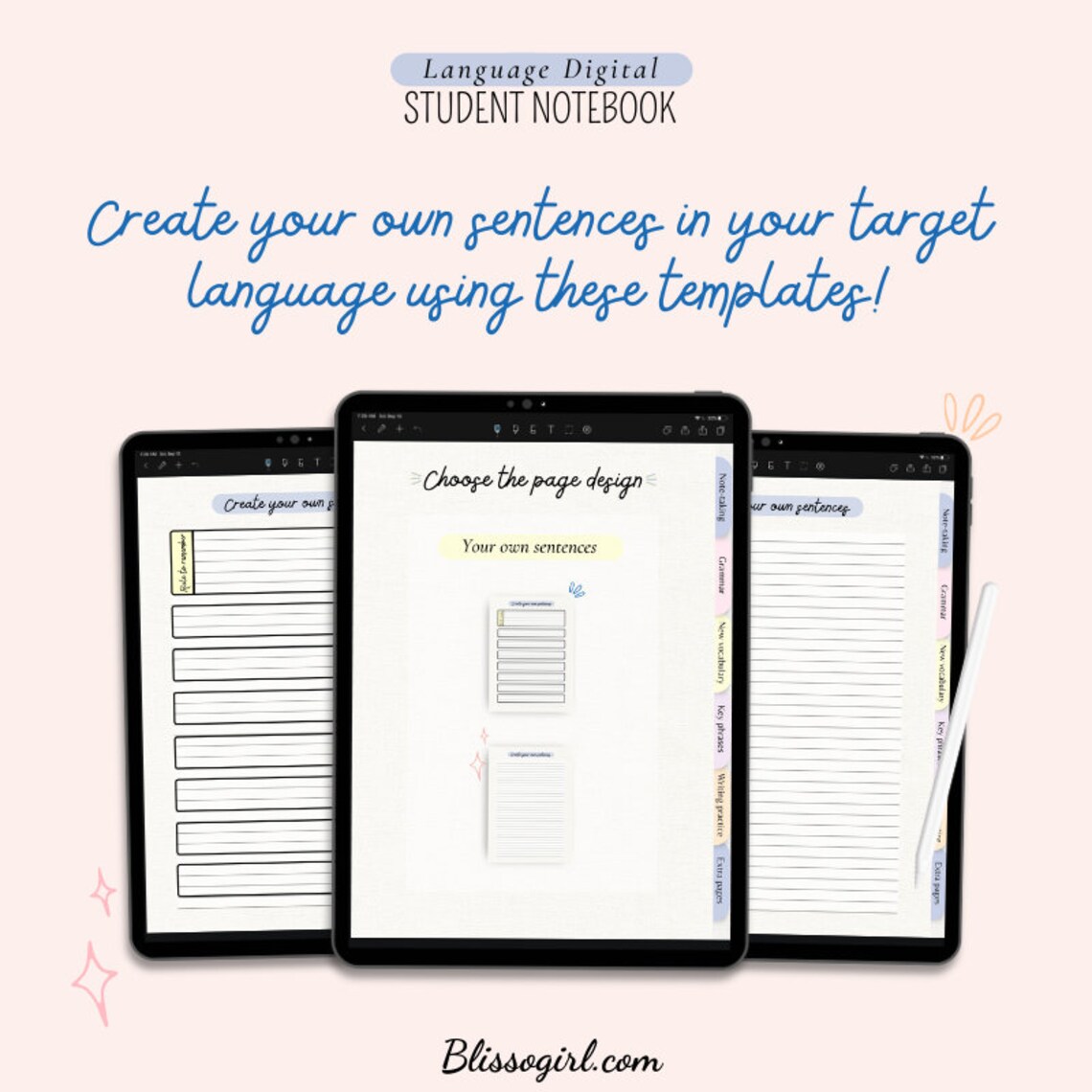 Language Study Digital Notebook Language Learning Notebook Etsy